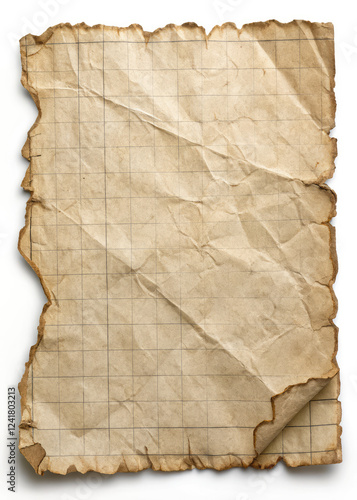 Vieille Feuille de Papier Vierge Isolée sur Fond Neutre