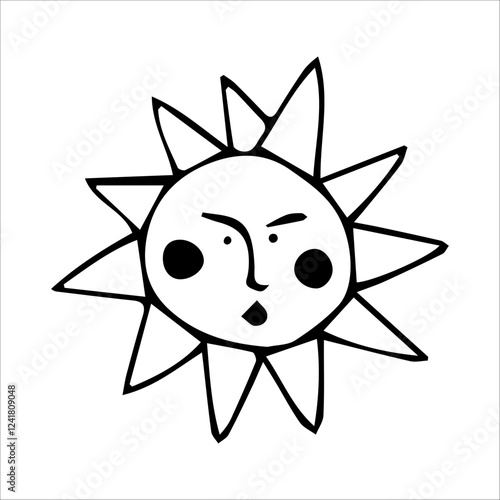 Doodle illustration of the sun symbol shape.