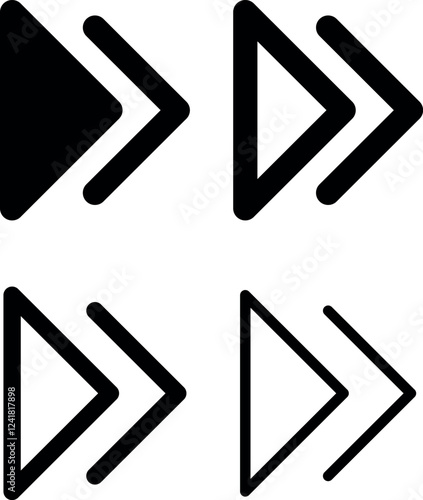 fast player icon, fast forward circle with two arrows icon symbol button in filled, thin line, outline and stroke style for apps and website