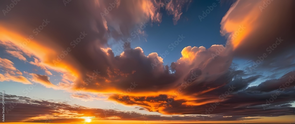 Fototapeta premium Mesmerizing patterns of clouds reflecting a warm sunset inviting wonder