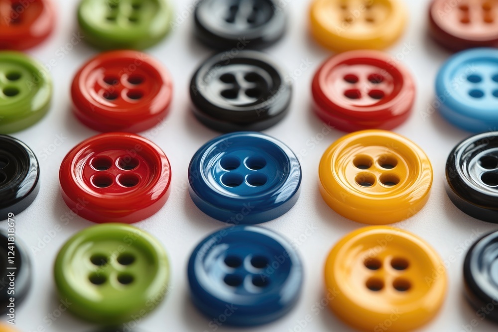 A collection of variously colored buttons on a white background A collection of variously colored buttons on a white background