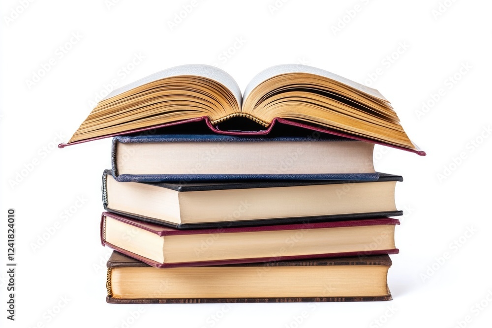 Stacked books on top of each other, suitable for illustrations or book-related concepts Stacked books on top of each other, suitable for illustrations or book-related concepts