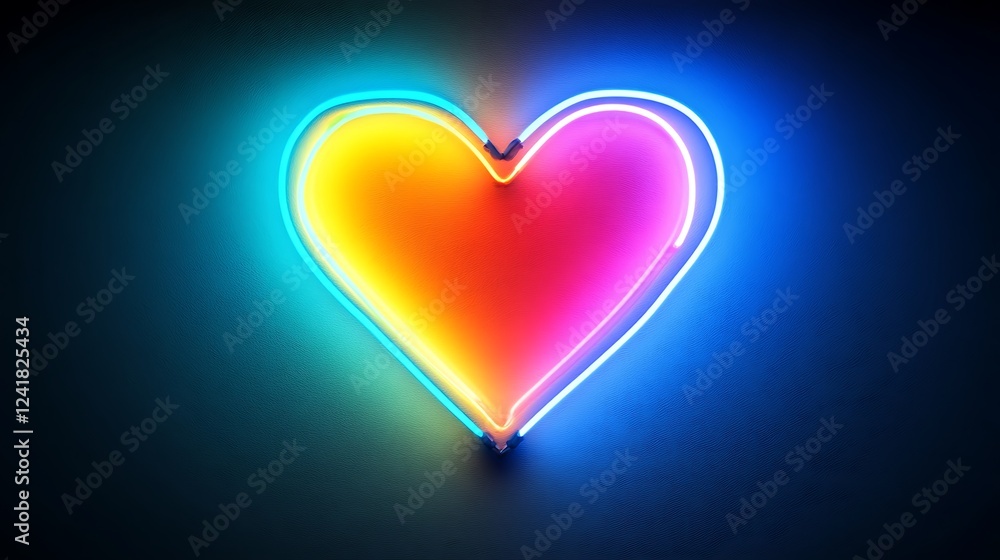 Neon heart, dark background, love Neon heart, dark background, love