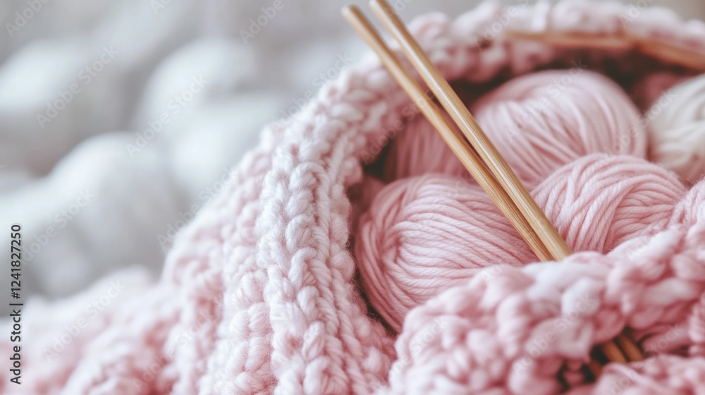 A colorful basket filled with yarns and knitting needles, perfect for a cozy crafting session or a gift for a knitter A colorful basket filled with yarns and knitting needles, perfect for a cozy crafting session or a gift for a knitter