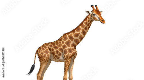 Photo of giraffe standing isolated on transparent background photo