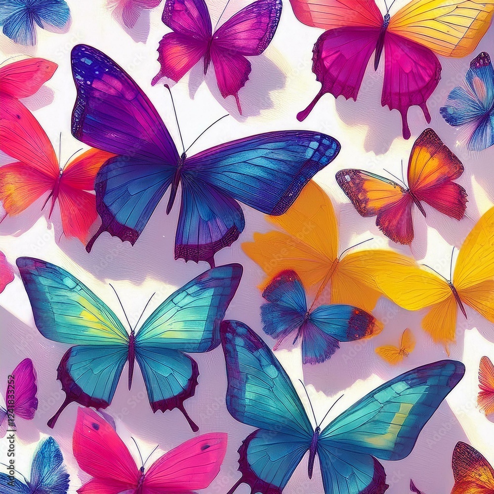 Cute butterflies hand drawn seamless pattern. Delicate colorful butterflies on white background. Beautiful pastel creatures wallpaper design. Cute butterflies hand drawn seamless pattern. Delicate colorful butterflies on white background. Beautiful pastel creatures wallpaper design.