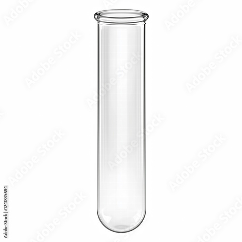 Realistic empty glass test tube with transparent design for laboratory science and chemistry experiments. Scientific equipment for research and analysis. Isolated on transparent background. Generative photo