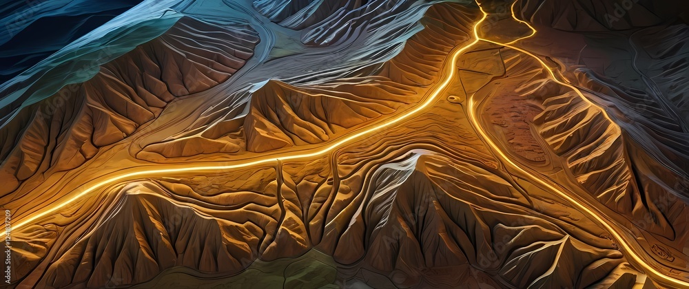 Obraz premium Unique topographic map showcasing the beauty and complexity of a regions landscapes