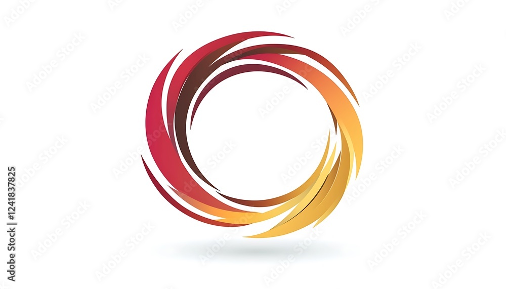 Creative business logo with circular lines in gradient red and yellow with dynamic shapes on white background Creative business logo with circular lines in gradient red and yellow with dynamic shapes on white background