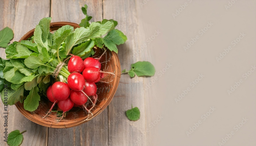 Freshly harvested radishes in a rustic bowl. Freshly harvested radishes in a rustic bowl.