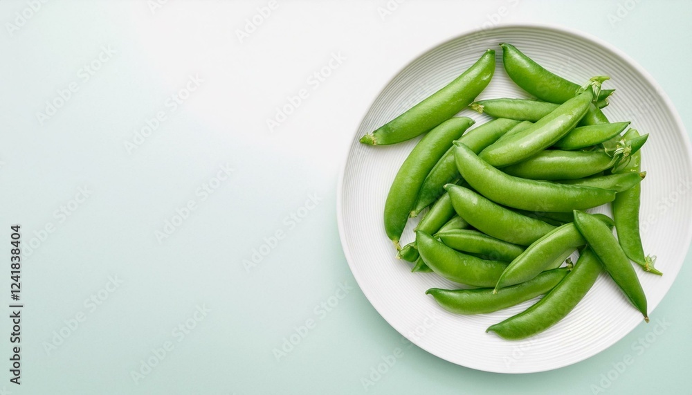 Fresh, vibrant green snap peas on a plate. Fresh, vibrant green snap peas on a plate.