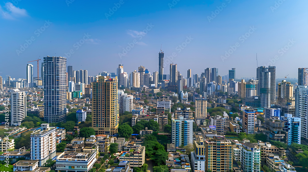 Fototapeta premium Mumbai Skyline: A Panoramic View of Modern and Traditional Architecture