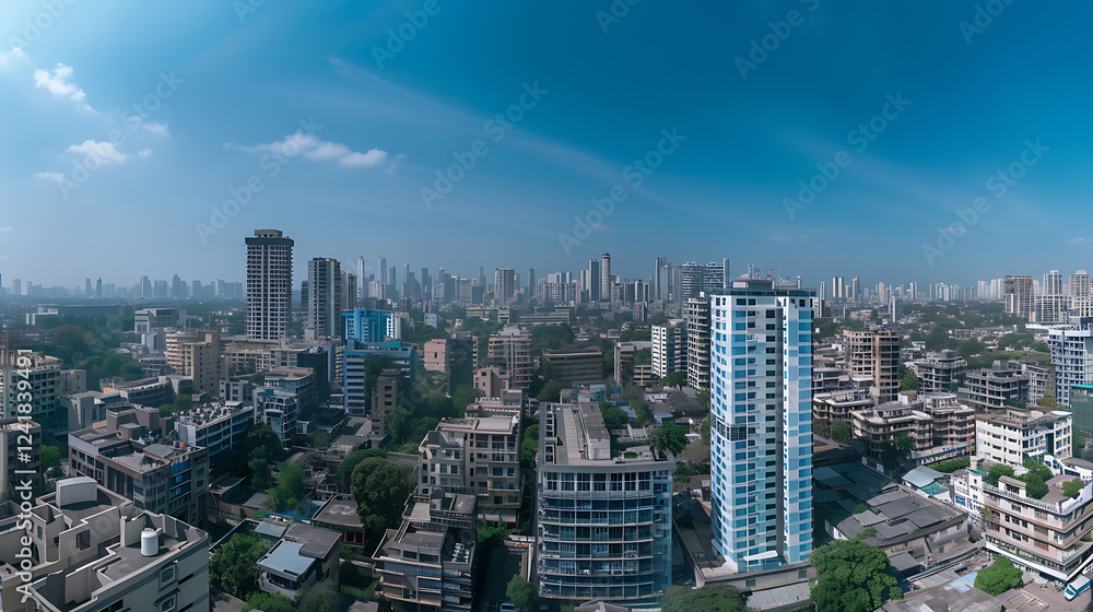 Obraz premium Mumbai Skyline: A Panoramic View of Modern and Traditional Architecture