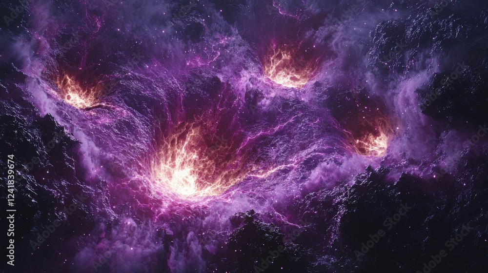 Obraz premium Stunning Cosmic Explosion with Purple and Orange Nebula Effects