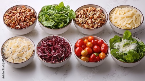 Wallpaper Mural Colorful Fresh Salad Ingredients in Bowls on Marble Table Torontodigital.ca