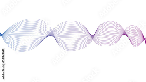  Vector curvy abstract line art wavy flowing dynamic blue purple red and white background in concept music or sound, wave, wind, information flow