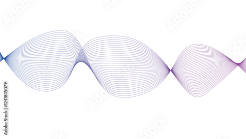  Vector curvy abstract line art wavy flowing dynamic blue purple red and white background in concept music or sound, wave, wind, information flow