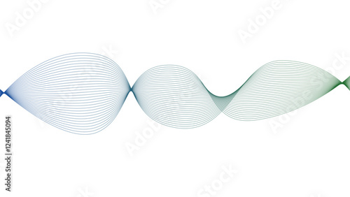 Vector curvy abstract line art wavy flowing dynamic blue green and white background in concept music or sound, wave, wind, information flow