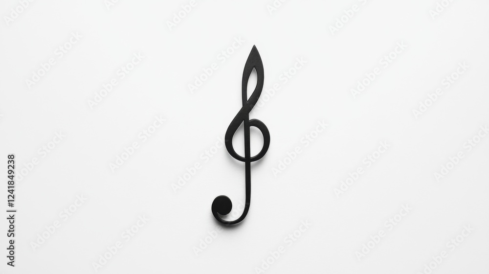 Black treble clef on white background, music symbol Black treble clef on white background, music symbol