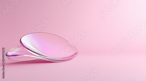 Abstract Minimalist Pink: A simple and elegant still life of two overlapping, pearlescent, semi-circular forms on a blush-toned background. This image is ideal for showcasing products.
