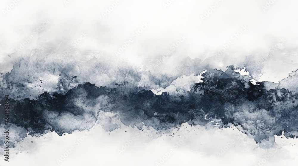 Fototapeta premium Elegant Silver Ink Textures on Monochrome Watercolor Background with Grunge Effects