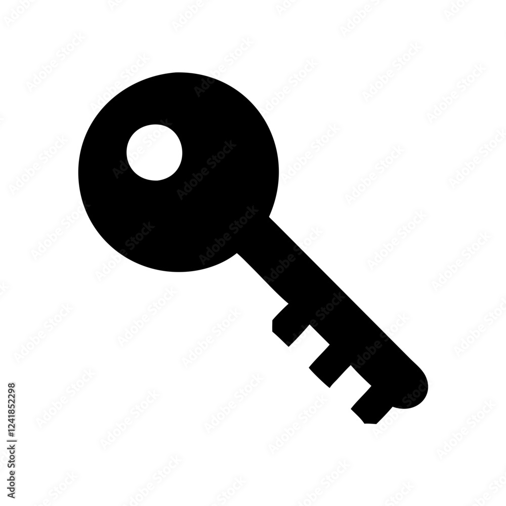 Key icon symbolizing security and access in a minimalist design on a clear background Key icon symbolizing security and access in a minimalist design on a clear background