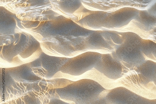 Sunlit Sands Rippled Beach Texture with Clear Water Reflections