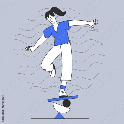 Woman loses balance and in stress