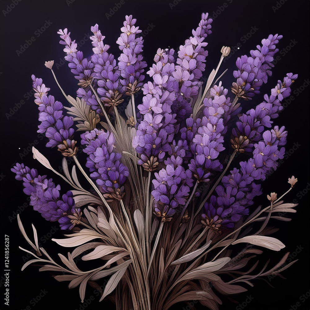 Obraz premium Lavendel, schwarzer Hintergrund