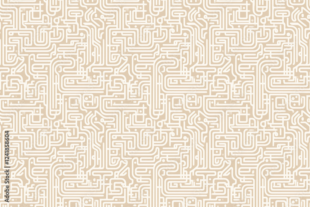 Fototapeta premium Seamless beige and white maze style pattern wallpaper
