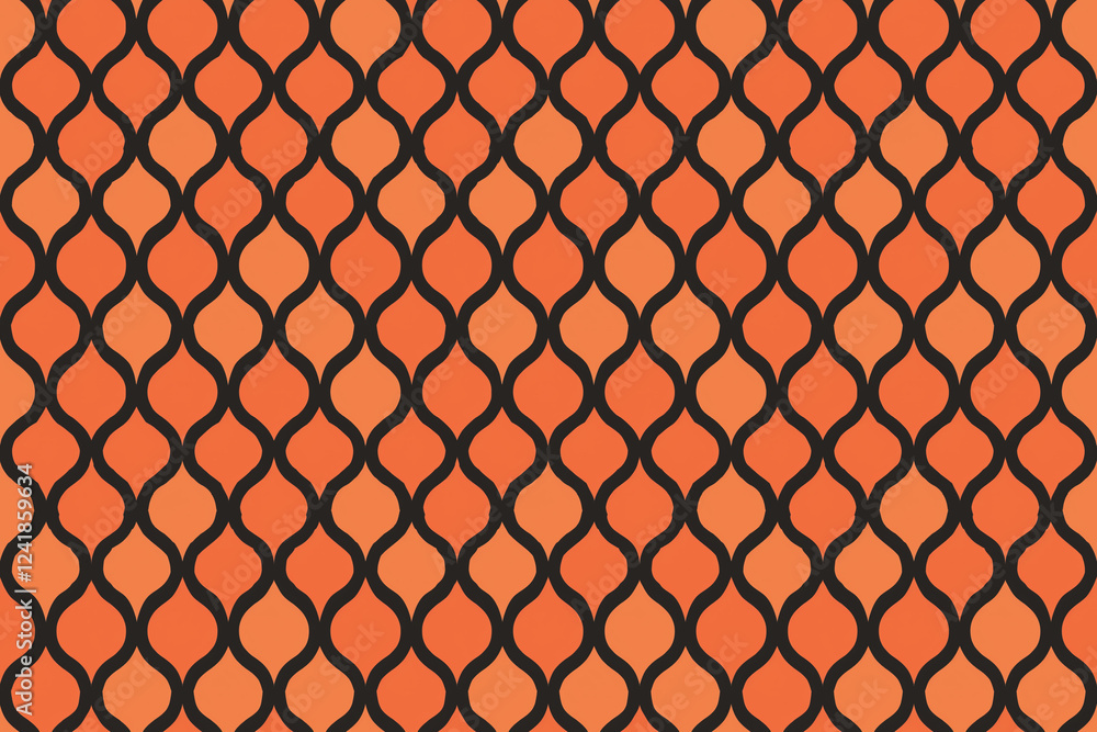 Fototapeta premium Orange and black seamless lattice pattern wallpaper background