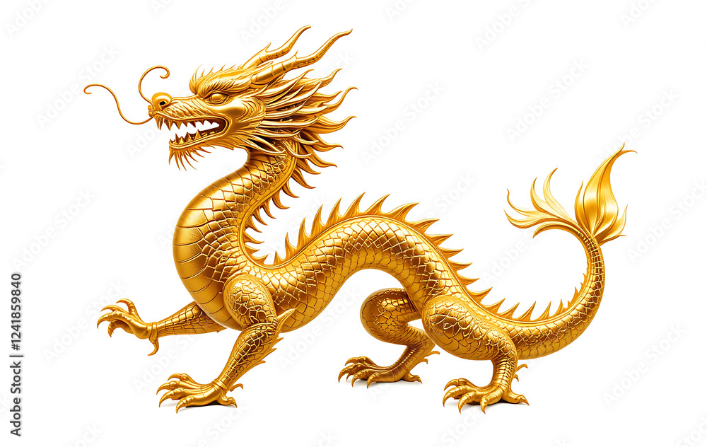 Obraz premium gold dragon ,Chinese zodiac, isolated white background