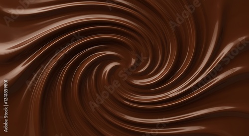 Melted Liquid Chocolate Splashing, Top View Composition.