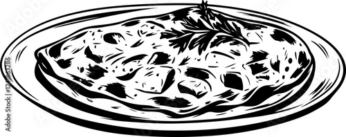 Hand-Drawn omelet Illustration on Plate