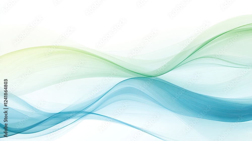 Abstract green blue waves flowing on white background, design element for website banner Abstract green blue waves flowing on white background, design element for website banner