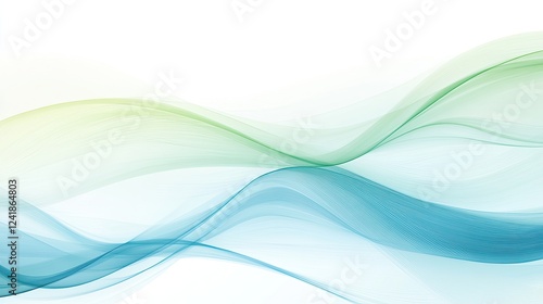 Abstract green blue waves flowing on white background, design element for website banner