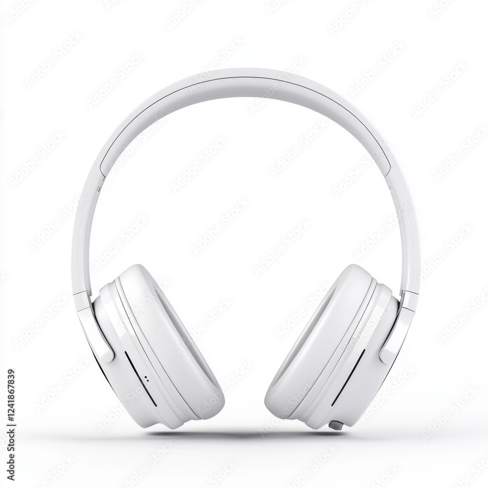 Modern Wireless Headphones in Elegant White Design with Soft Cushions and Stylish Curved Shape Modern Wireless Headphones in Elegant White Design with Soft Cushions and Stylish Curved Shape