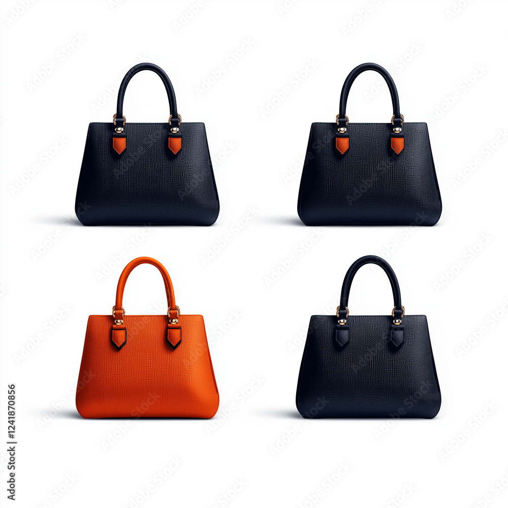 Vier Handtaschen in verschiedenen Farben
Vier Handtaschen in verschiedenen Farben