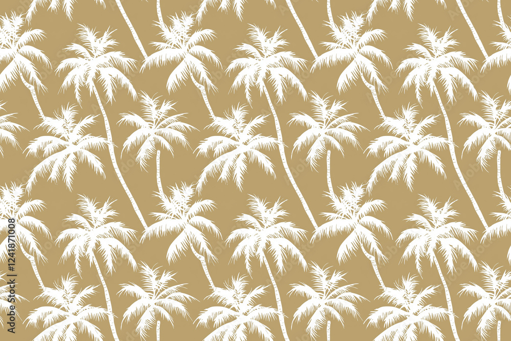Beige and white palm trees pattern background Beige and white palm trees pattern background