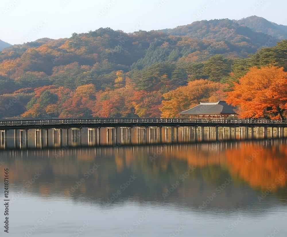 Scenic autumn view of arashiyama mountains and togetsukyo bridge, kyoto Scenic autumn view of arashiyama mountains and togetsukyo bridge, kyoto