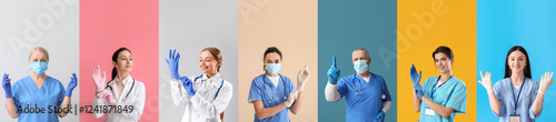 Set of doctors in rubber gl...