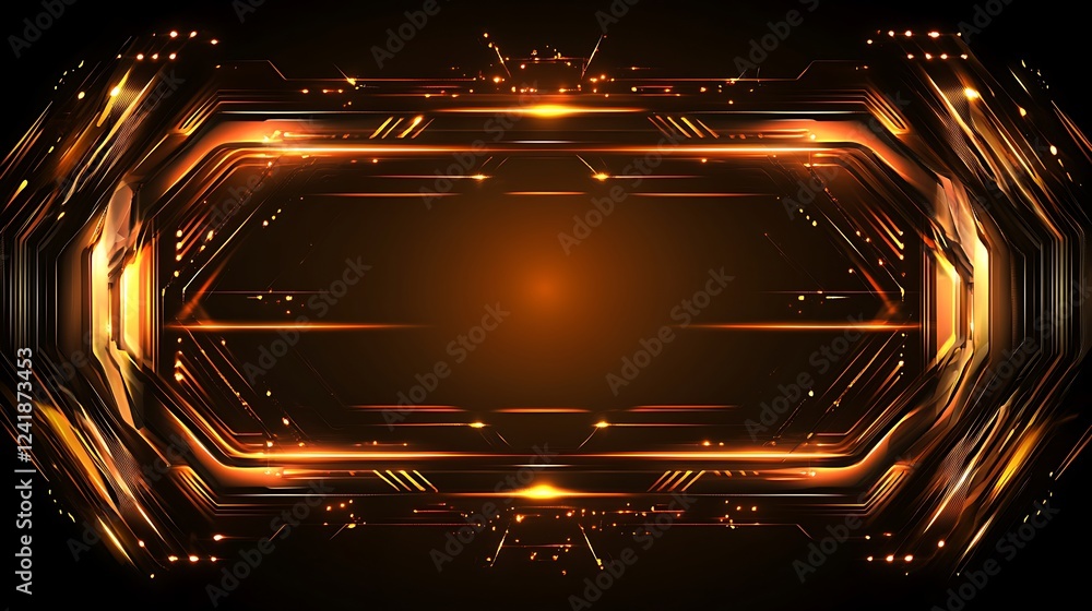 Obraz premium Orange tech frame, dark background, design