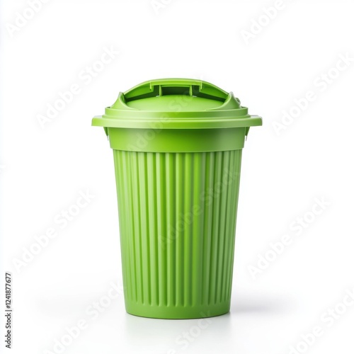 Wallpaper Mural Bright Green Trash Bin with Vertical Ridges Isolated on White Background for Clean Environment Concept Torontodigital.ca