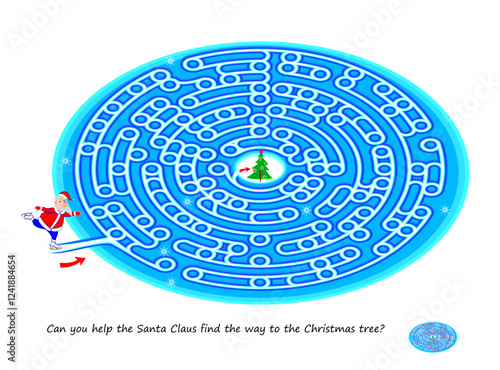 Best labyrinths. Can you help the Santa Claus find the way to the Christmas tree? Logic puzzle game. Brain teaser book with maze. Kids activity sheet. Educational page. Flat vector illustration.