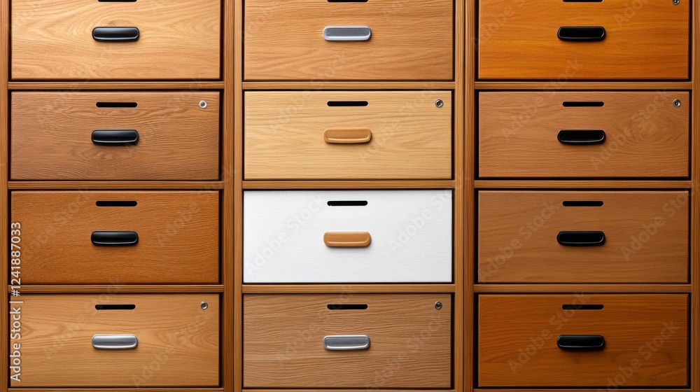 Wooden Drawer Storage Unit with Various Tones and Textures for Organization and Interior Design Needs Wooden Drawer Storage Unit with Various Tones and Textures for Organization and Interior Design Needs