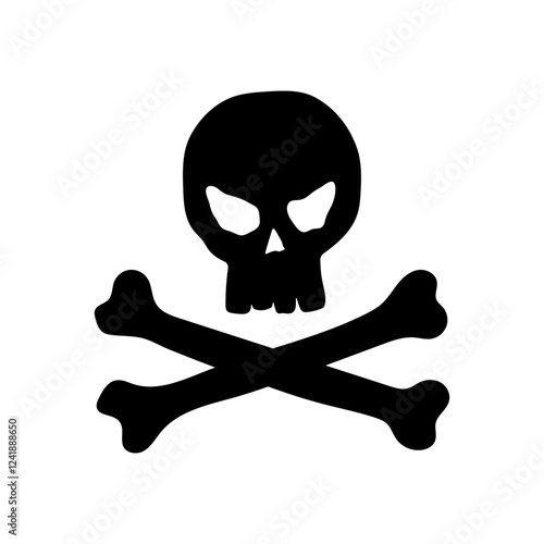 Skull and crossbones icon. Black silhouette. Front side view. Vector simple flat graphic illustration. Isolated object on white background. Isolate.