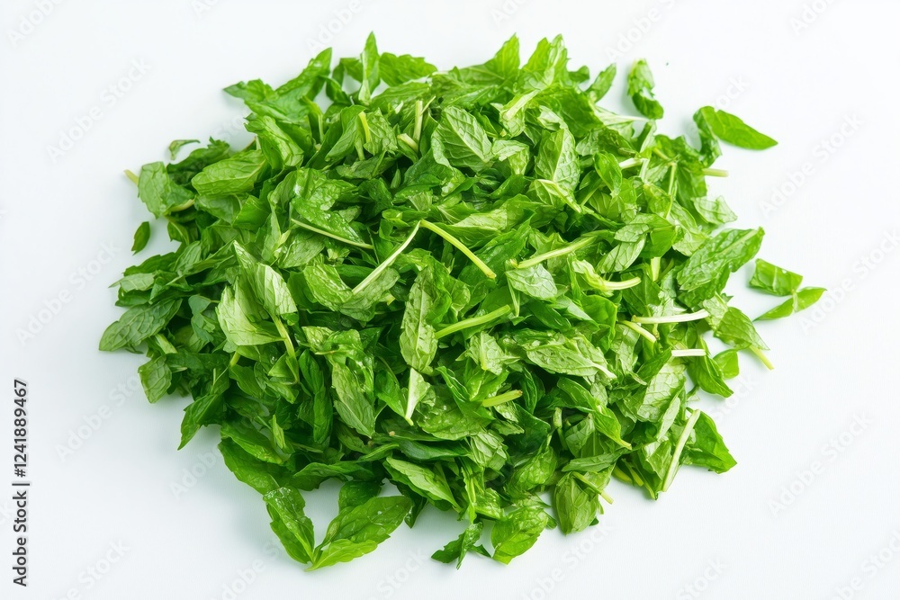 delicious fresh mint leaves on white table background delicious fresh mint leaves on white table background