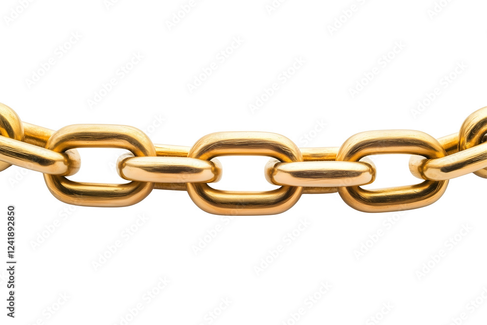 Fototapeta premium gold chain link segment isolated png transparent cutout