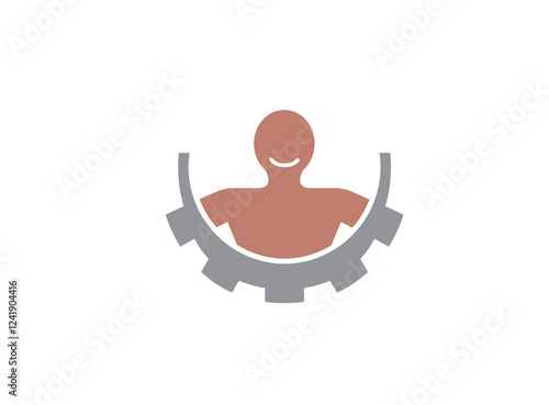 Gear pinion and smile logo design Vector illustration
