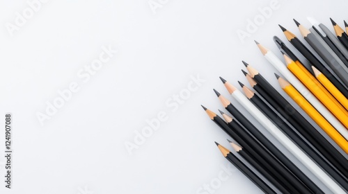 Wallpaper Mural Variety of Graphic Pencils Arranged Neatly on White Background with Space for Text or Design Elements Torontodigital.ca